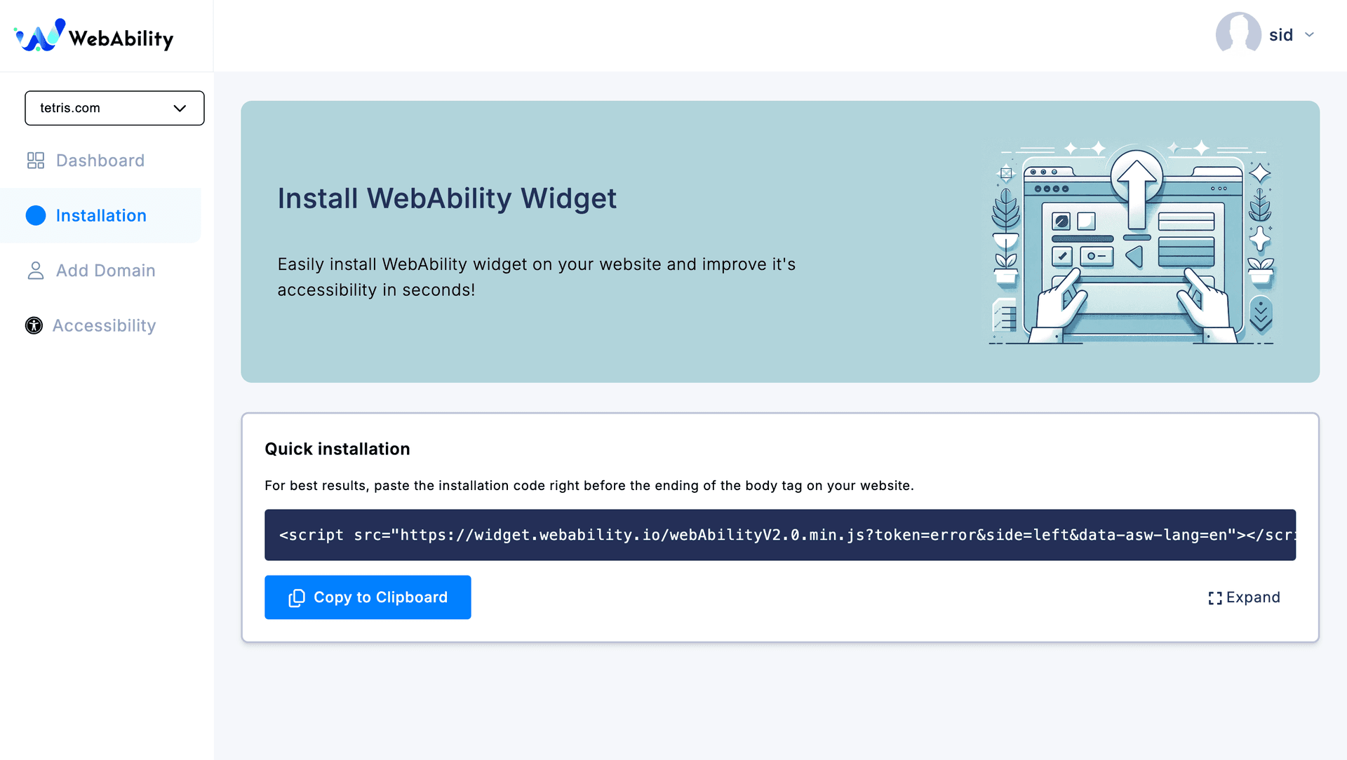 Screenshot for WebAbility Install