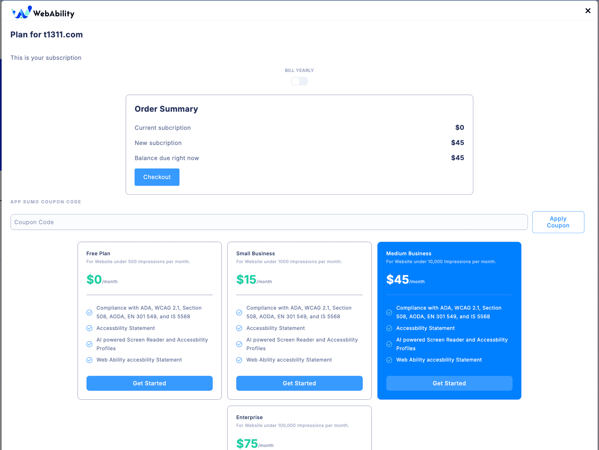 Screenshot for WebAbility Plans