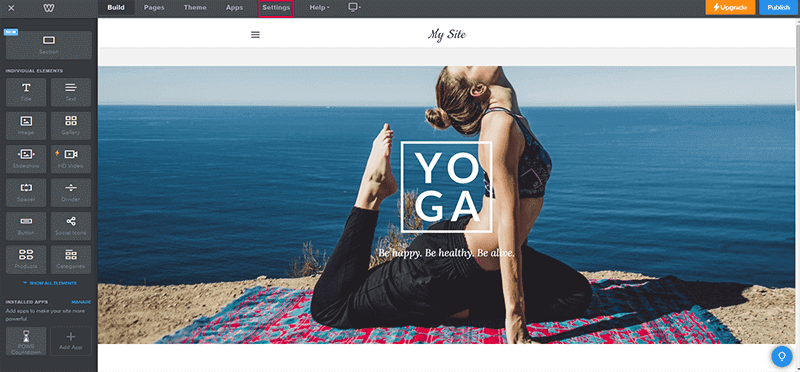 Screenshot of Weebly Website Editor