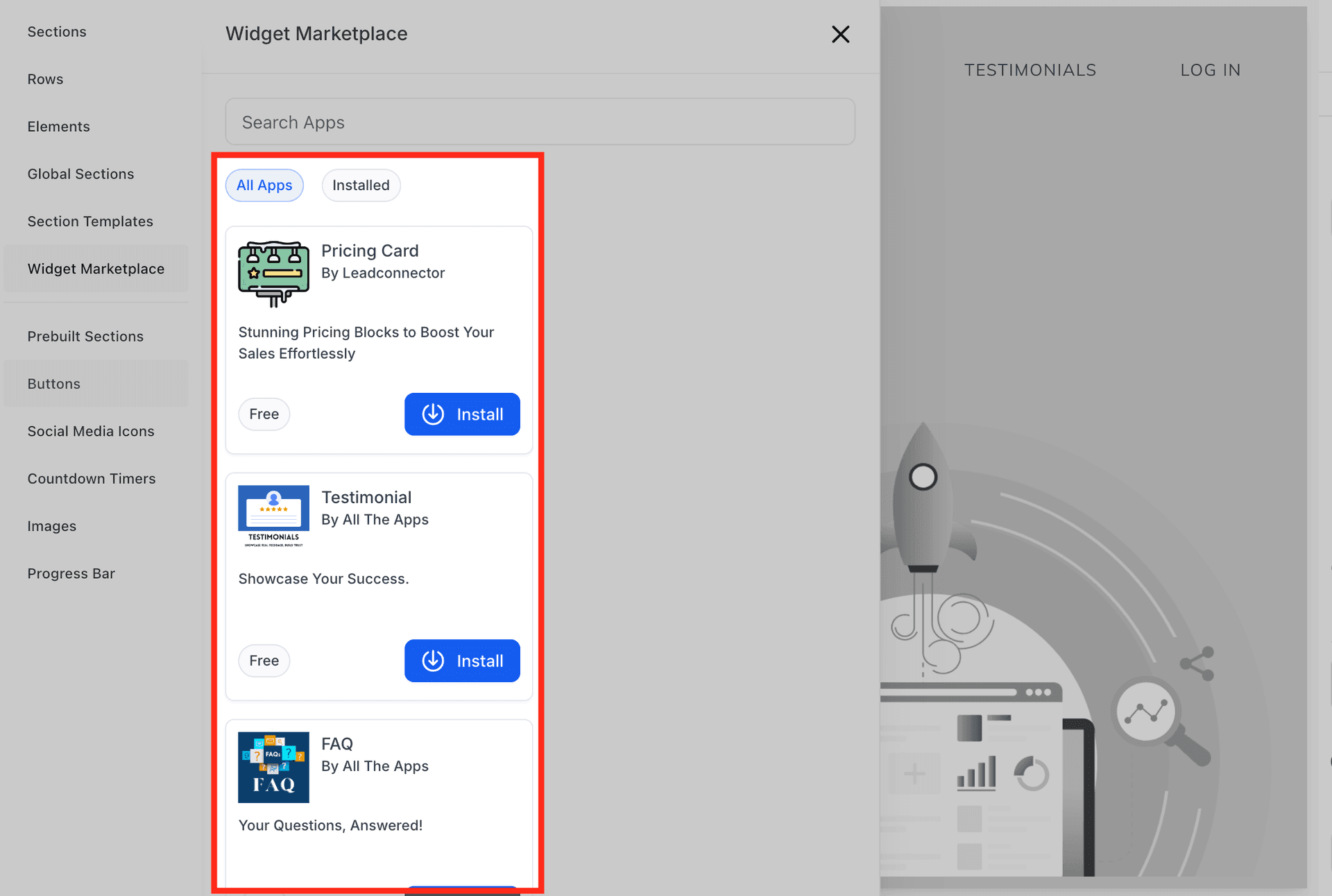 Screenshot for Go High Level Marketplace search Screenshot for Go High Level Marketplace search