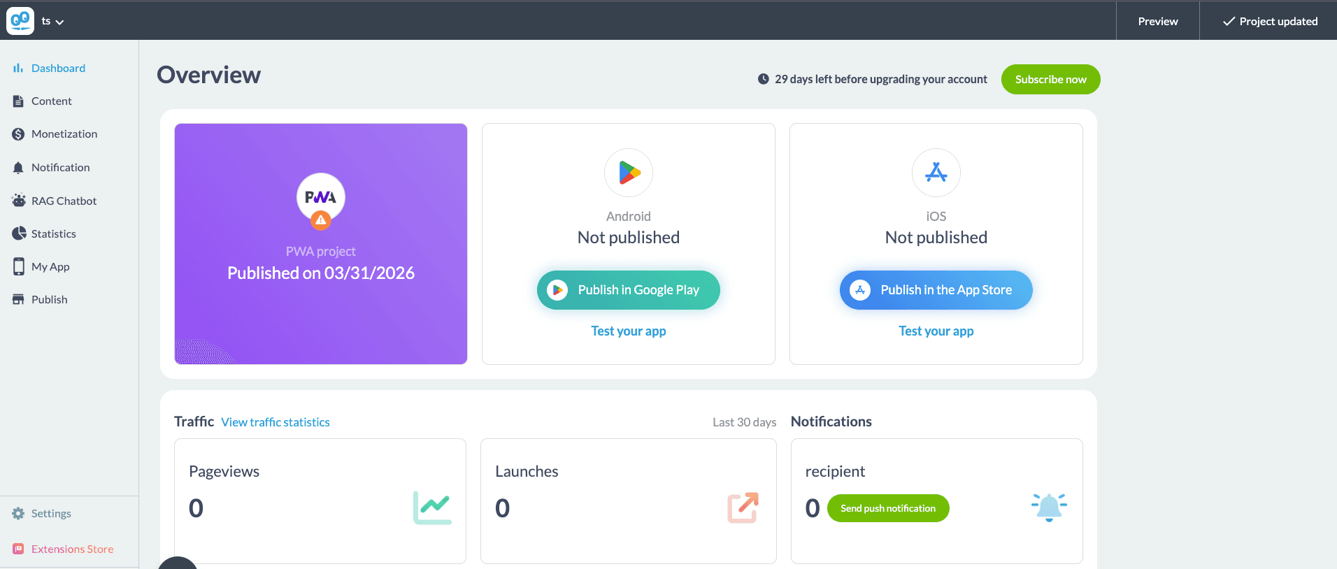 GoodBarber Dashboard Overview GoodBarber Dashboard Overview
