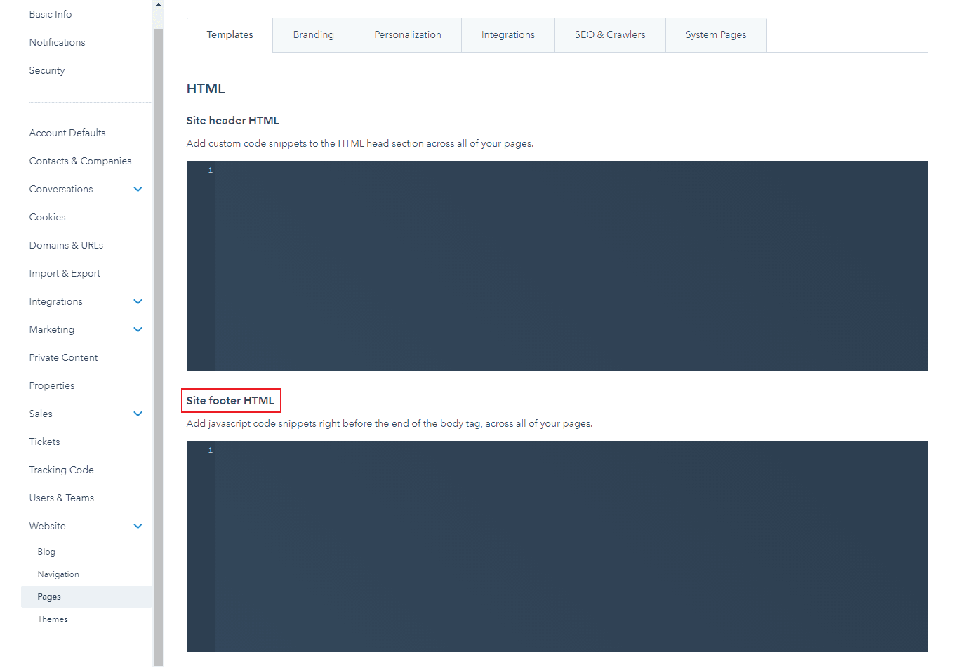Screenshot of Hubspot Website Site Footer HTML section Screenshot of Hubspot Website Site Footer HTML section