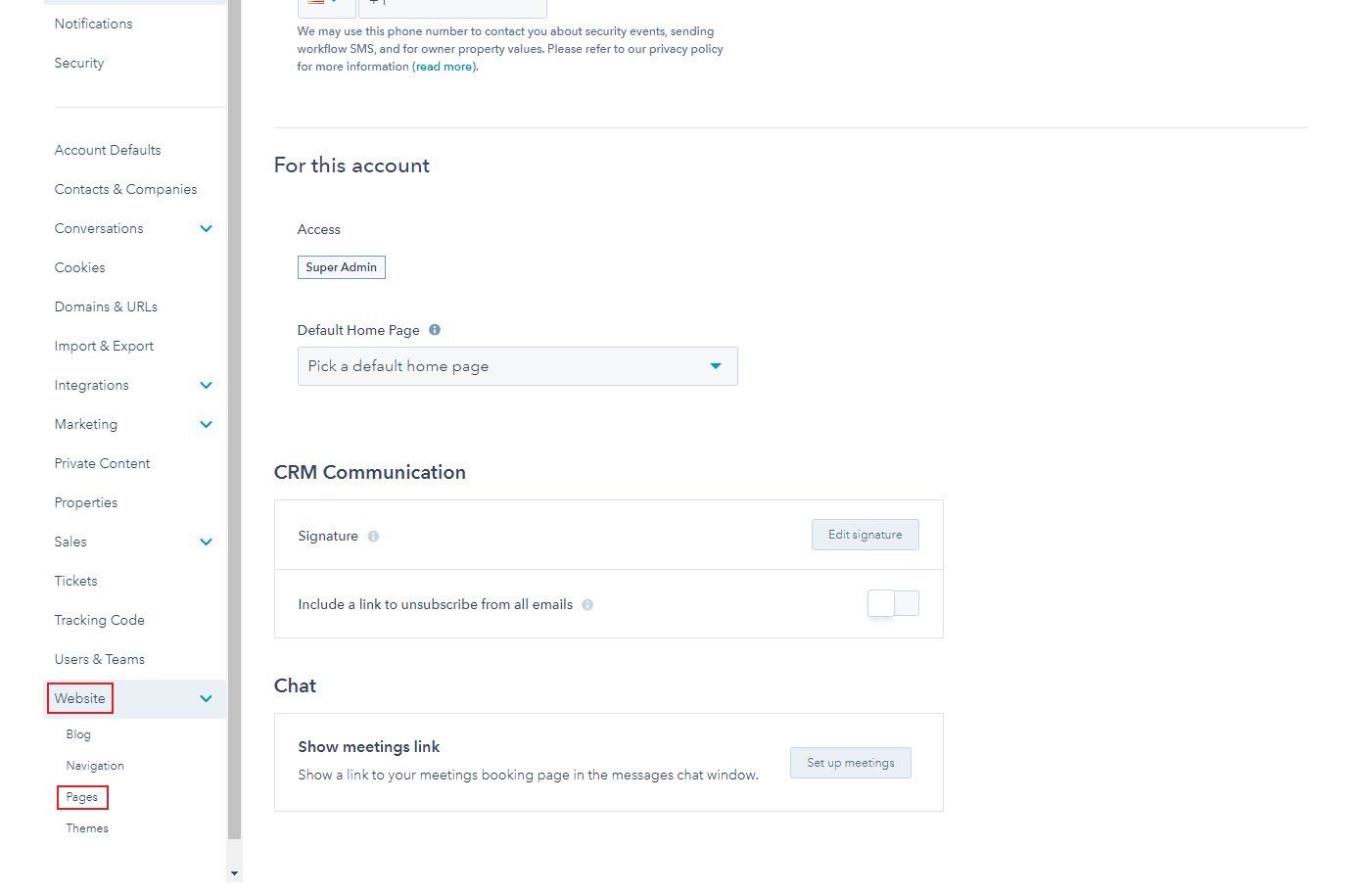 Screenshot of Hubspot Website Pages section Screenshot of Hubspot Website Pages section