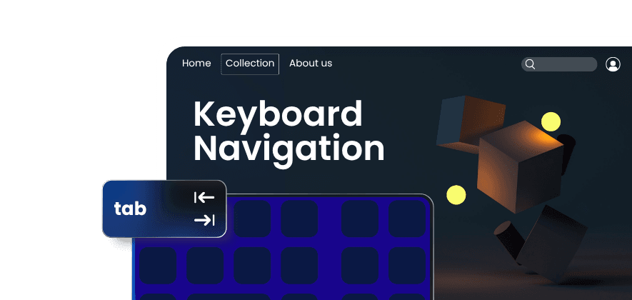 Keyboard navigation interface showing Tab key