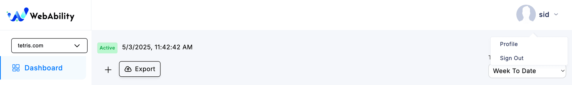 Screenshot for WebAbility Dashboard Navbar Focus