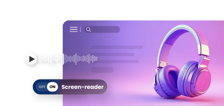Screen reader interface showing accessibility controls