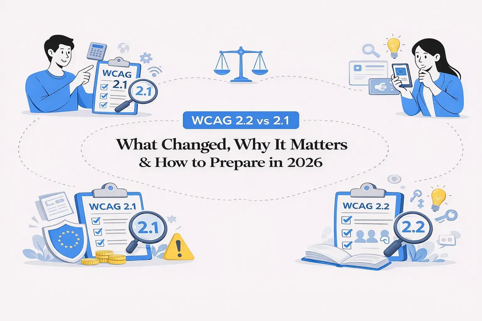 Cover image for WCAG 2.2 vs 2.1: What Changed, Why It Matters & How to Prepare in 2026